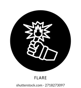 Flare Icon Button Mini Illustration, für moderne Konzeption, Print, UI, UX Kit, Web und App-Entwicklung. Vektor verwandt mit Feuerwehrmann, Rettung und mehr