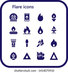 flare icon set. 16 filled flare icons.  Simple modern icons about  - Plasma ball, Fire, Torch