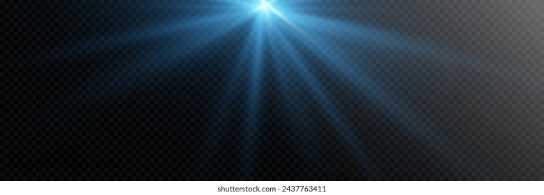 Flare light effect. Brilliant stars. Explosion of rays, shine, solar flare, spark and stars. On a transparent background.