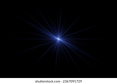 Flare lighting with a special effect of blue light on a dark background.
