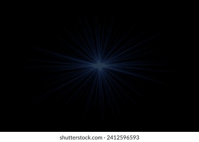 Flare lighting with a special effect of blue light on a dark background.	
