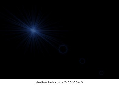 Flare Beleuchtung mit einem besonderen Effekt von blauem Licht auf dunklem Hintergrund.