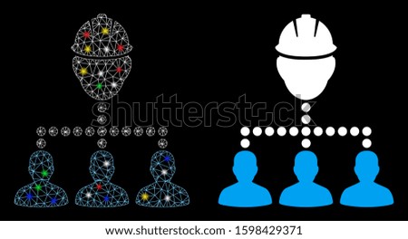 Flare mesh engineer staff relations icon with glow effect. Abstract illuminated model of engineer staff relations. Shiny wire carcass polygonal mesh engineer staff relations icon.