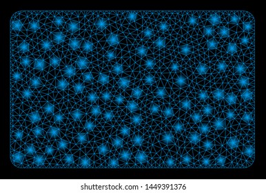 Flare mesh filled rectangle with glow effect. Abstract illuminated model of filled rectangle icon. Shiny wire frame polygonal mesh filled rectangle. Vector abstraction on a black background.