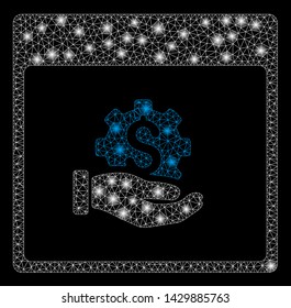 Flare mesh financial development hand calendar page with glare effect. Abstract illuminated model of financial development hand calendar page icon.