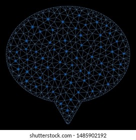 Flare mesh hint with glitter effect. Abstract illuminated model of hint icon. Shiny wire carcass polygonal mesh hint. Vector abstraction on a black background.