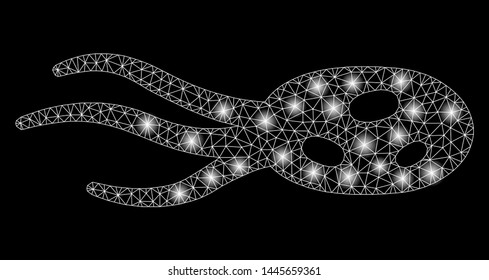 Flare mesh intrude microorganism with glow effect. Abstract illuminated model of intrude microorganism icon. Shiny wire frame triangular mesh intrude microorganism.