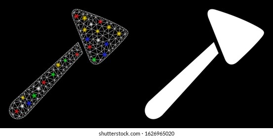 Flare mesh neurologist hammer icon with glitter effect. Abstract illuminated model of neurologist hammer. Shiny wire carcass polygonal mesh neurologist hammer icon.