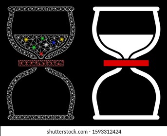 Flare mesh never icon with glow effect. Abstract illuminated model of never. Shiny wire carcass polygonal mesh never icon. Vector abstraction on a black background.