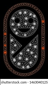 Flare mesh newborn with sparkle effect. Abstract illuminated model of newborn icon. Shiny wire frame polygonal mesh newborn. Vector abstraction on a black background.