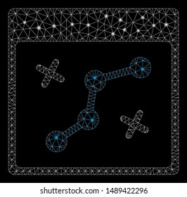 Flare mesh path points calendar page with glitter effect. Abstract illuminated model of path points calendar page icon. Shiny wire frame polygonal mesh path points calendar page.