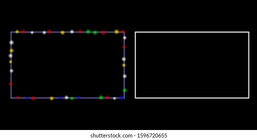 Flare mesh rectangle frame icon with glitter effect. Abstract illuminated model of rectangle frame. Shiny wire carcass triangular mesh rectangle frame icon. Vector abstraction on a black background.