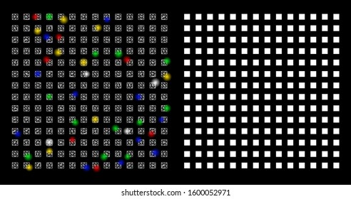 Flare mesh regular square dots icon with glitter effect. Abstract illuminated model of regular square dots. Shiny wire carcass triangular mesh regular square dots icon.