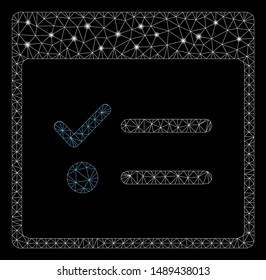 Flare mesh todo items calendar page with glow effect. Abstract illuminated model of todo items calendar page icon. Shiny wire frame polygonal mesh todo items calendar page.