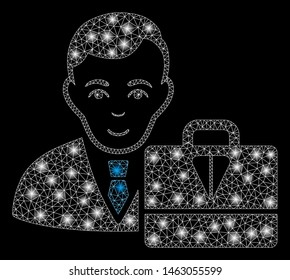 Flare mesh ton accounter with glitter effect. Abstract illuminated model of ton accounter icon. Shiny wire carcass polygonal network ton accounter. Vector abstraction on a black background.