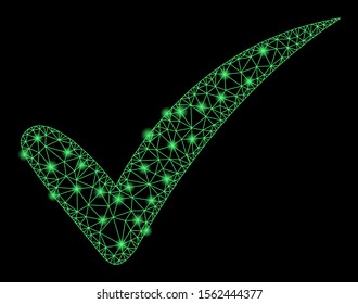Flare mesh the truth with sparkle effect. Abstract illuminated model of the truth icon. Shiny wire carcass polygonal mesh the truth. Vector abstraction on a black background.