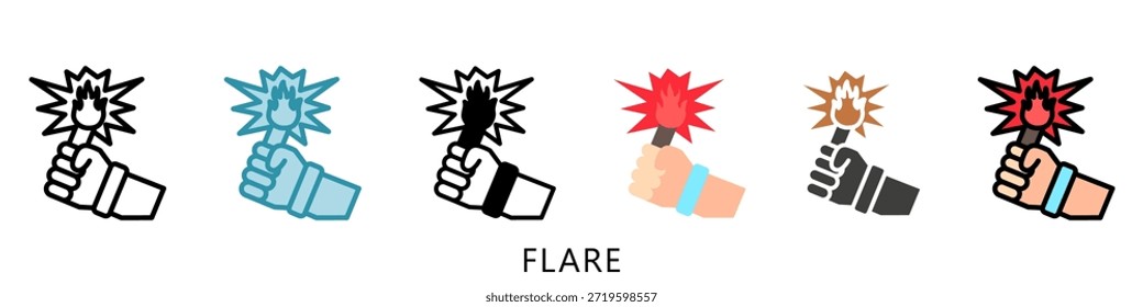 Ilustración Mini Del Icono Del Multi Estilo De Flare, Uso Para El Concepto Moderno, Impresión, Ui, Kit De La Ux, Web Y Desarrollo Del App. Vector Relacionado Con Bomberos, Rescate Y Más
