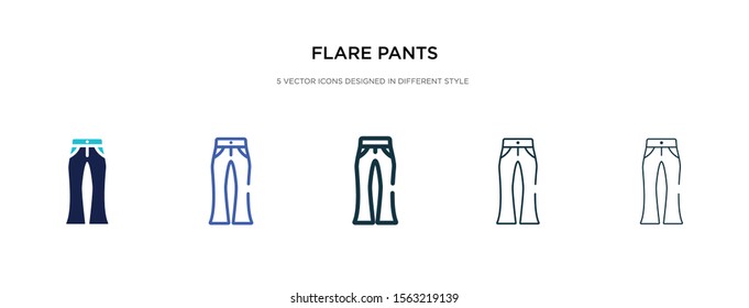 flare pants icon in different style vector illustration. two colored and black flare pants vector icons designed in filled, outline, line and stroke style can be used for web, mobile, ui