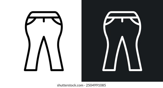 Conjunto de iconos de Vector de pantalones llamarados con estilo relleno y delineado en blanco y negro.
