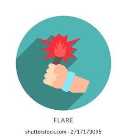 Flare Rounded Flat Color Icon Mini Illustration, Use For Modern Concept, Print, Ui, Ux Kit, Web And App Development. Vector Related To Firefighter, Rescue And More