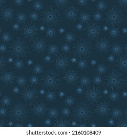 Flare salute fireworks seamless pattern dark background for textile design and wrapping paper, eps 10 vector illustration
