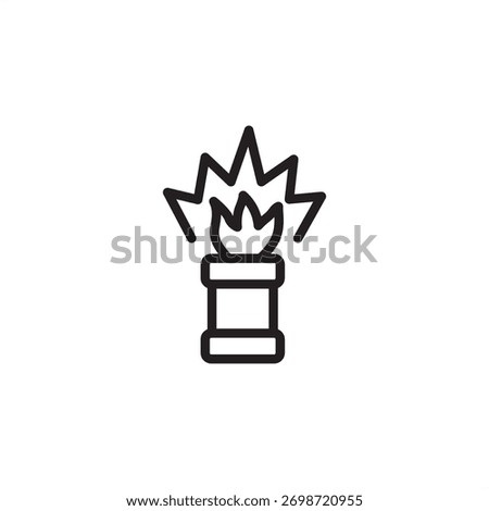 Flare stack icon symbolizing the controlled burning of excess gas, representing modern industrial safety, specialized waste gas management, and environmental emissions control systems.