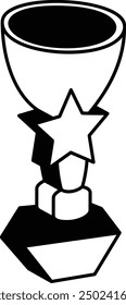título de destello del diseño del icono del Vector de honor, símbolo de símbolo de reconocimiento, expresión del signo de gratitud, ilustración de insignia distintiva, trofeo de carnaval en blanco y negro en concepto isométrico de base de mármol