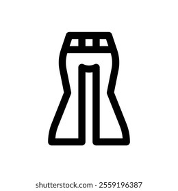 Flare trousers. Editable stroke vector icon.