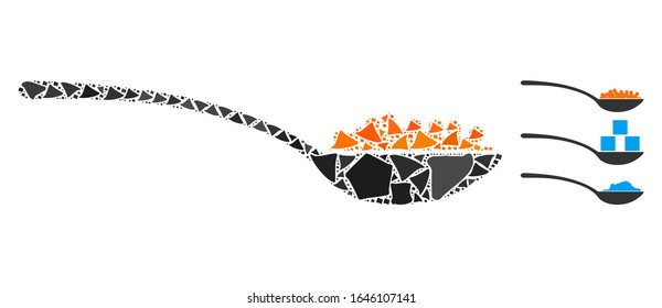 Cuchara de caviar de malla blanca con efecto ligero. Modelo abstracto iluminado de cuchara de caviar. Carcascos de alambre brillante icono de cuchara de caviar de malla poligonal sobre un fondo negro.