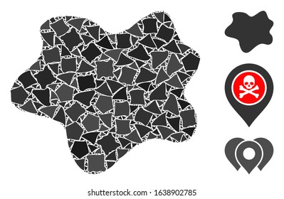 Flare white mesh dirt spot with glow effect. Abstract illuminated model of dirt spot. Shiny wire carcass triangular mesh dirt spot icon on a black background.