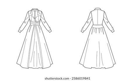 A Flared Dress Technical Sketch