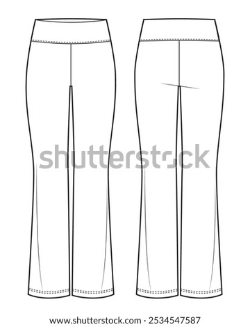 Flared leggings pants technical illustration