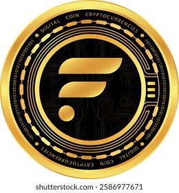 Flare-flr cryptocurrency illustrations on abstract background. 3d illustrations.