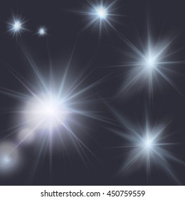 flares, beams, light effects, editable elements under clipping mask, vector illustration