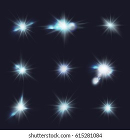flares, blue flashes, vector light effects