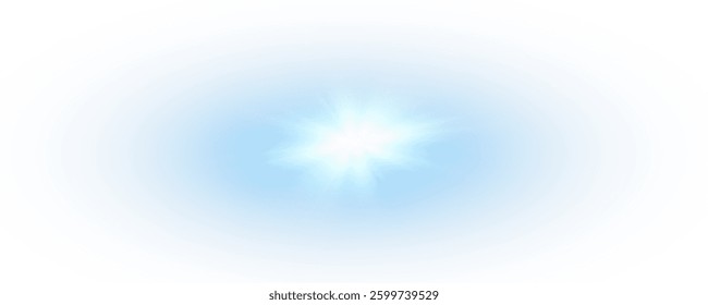 Flares with highlights of blue color, bright beautiful sun, set of suns, vector png.
