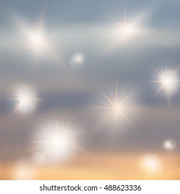 flares rays beams, sun burst vector light effects