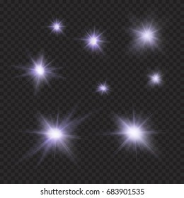 flares, sparkles, rays, beams, violet light vector effects
