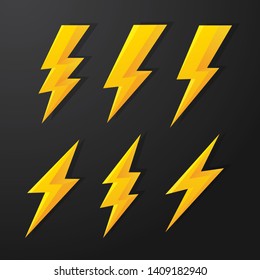 Flash 3D Icon Yellow Lightning Theme On a black and shiny background for a discounted banner Advertising selling products.