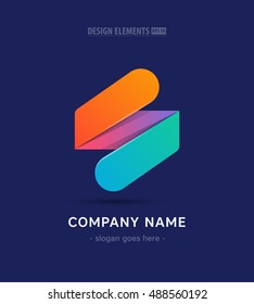 Flash abstract logo symbol design, vector template. App icon in material design, iOS, flat style