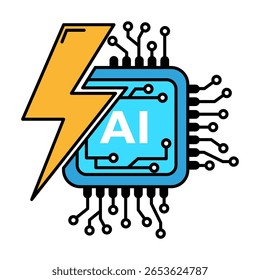 Design ou símbolo de IA flash para o conceito de logotipo de ai de tecnologia. estilo de vetor de ilustração.