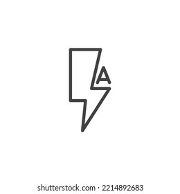 Flash Auto Mode Line Icon. Linear Style Sign For Mobile Concept And Web Design. Camera Flash Function Outline Vector Icon. Symbol, Logo Illustration. Vector Graphics