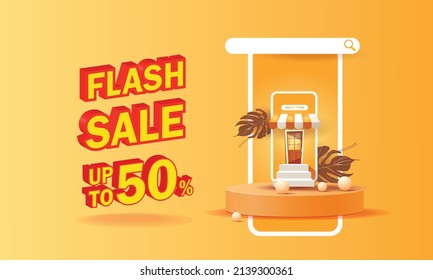flash big sale shopping online on phone banner business website advertising delivery