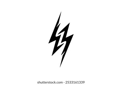 Icono negro del flash, aislado en el fondo blanco. Ilustración vectorial.