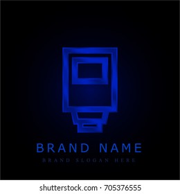 Flash blue chromium metallic logo