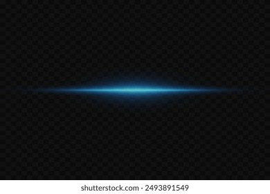 Flash of blue light, neon lines and laser beams. On a transparent flan.