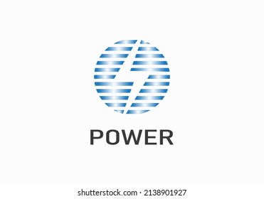 Logo de Flash Bolt Energy Plantilla vectorial de diseño de potencia Estilo de espacio negativo. Icono de Tornillo del círculo.