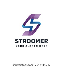 Flash Bolt Energy Logo Power design vector template. Letter S initial icon.