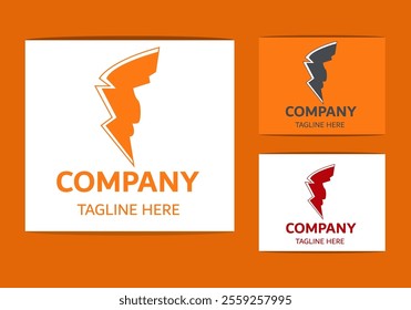 Flash Bolt Energy Logo Power design vector template Negative space style, Lightning speed logo icon on white background, Thunder Lightning Logo