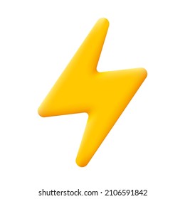 Flash Bolt Icon. Streak of Lightning Symbol. 3d Cartoon Style Minimal Vector Illustration.